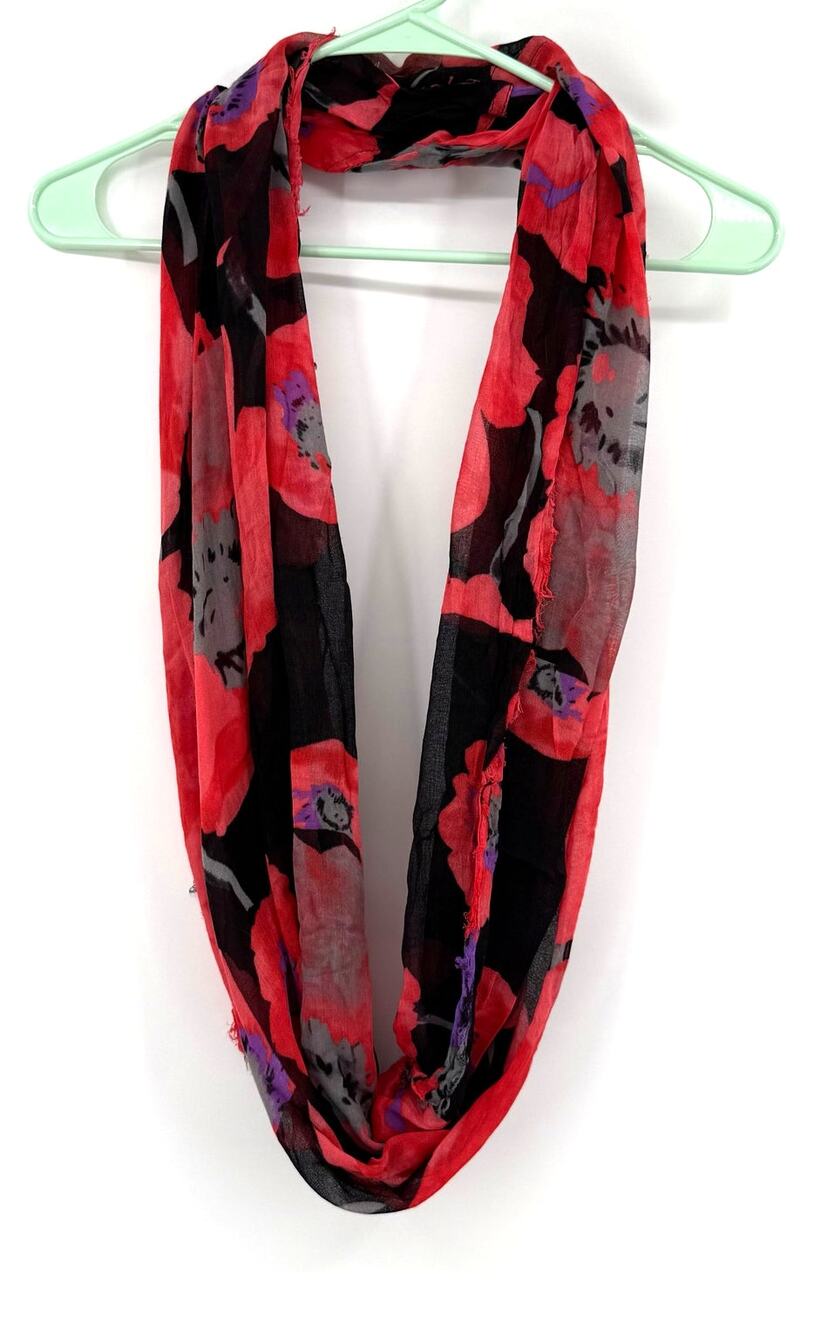 Topshop Infinity Scarf Black Red Purple Gray Floral Flower All Over Print